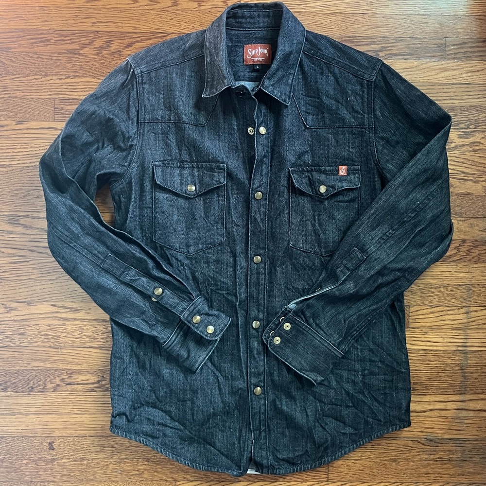Ship John Black Denim Shirt/Jacket Size Large